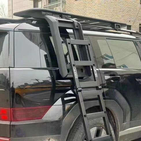 رف سلم قابل للطي قابل للرفع لسيارة Hyundai Santa Fe 2024 2025، حامل بضائع على السقف من الألومنيوم مع أمان قابل للقفل، إطار سلم للمركبة سهل التركيب in Kuwait