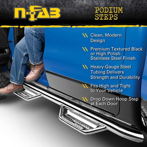 RealTruck Podium LG Steps for Ford F-250/F-350 | من العجلة إلى العجلة، من الفولاذ المقاوم للصدأ، باللون الأسود المزخرف | HPF17105CC-6-TX | يناسب 2017-2026 Ford F-250/F-350 Super Duty Crew Cab 6.75' سرير قياسي in Saudi Arabia