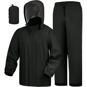 iCreek Waterproof Rain Suit for Men and Women Breathable Lightweight Packable Rain Jacket with Pants Hooded Raincoat Unisex in Kuwait