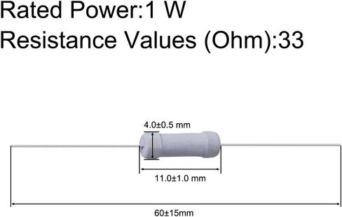 uxcell 50 قطعة مقاومة 82 كيلو أوم، 1 وات 5% مقاومات غشاء أكسيد معدني، الرصاص، مقاوم للهب للمشروعات والتجارب الإلكترونية التي تصنعها بنفسك in Kuwait