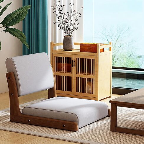 Japanese Floor Chair with Back Support, Legless Tatami Floor Seat with Cushion, Lazy Sofa for Meditation, Reading, Living Room, Bedroom, Bay Window, Portable Floor Seating(K) in Saudi Arabia