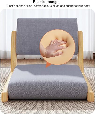 Japanese Floor Chair with Back Support, Legless Tatami Floor Seat with Cushion, Lazy Sofa for Meditation, Reading, Living Room, Bedroom, Bay Window, Portable Floor Seating(K) in Saudi Arabia