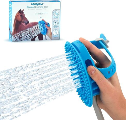 Aquapaw Dog Washer & Shower Attachment | Fast & Easy Indoor & Outdoor Pet Bathing, Massaging & Grooming | Includes 8-Foot Dog Shower Hose | Sprayer & Scrubber in 1 | As Seen on Shark Tank - Blue in Kuwait