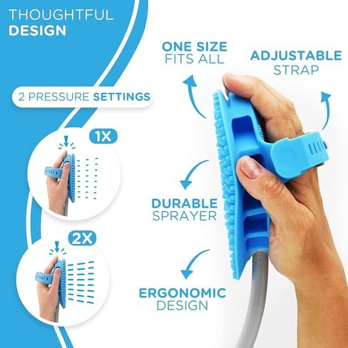 Aquapaw Dog Washer & Shower Attachment | Fast & Easy Indoor & Outdoor Pet Bathing, Massaging & Grooming | Includes 8-Foot Dog Shower Hose | Sprayer & Scrubber in 1 | As Seen on Shark Tank - Blue in Kuwait