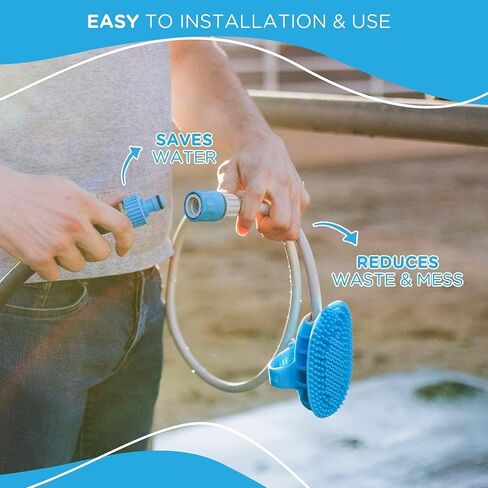 Aquapaw Dog Washer & Shower Attachment | Fast & Easy Indoor & Outdoor Pet Bathing, Massaging & Grooming | Includes 8-Foot Dog Shower Hose | Sprayer & Scrubber in 1 | As Seen on Shark Tank - Blue in Kuwait