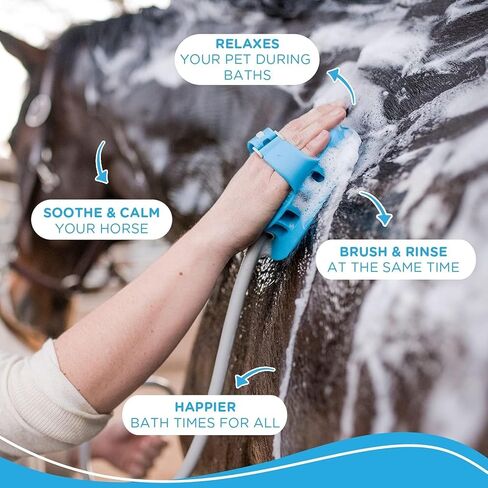 Aquapaw Dog Washer & Shower Attachment | Fast & Easy Indoor & Outdoor Pet Bathing, Massaging & Grooming | Includes 8-Foot Dog Shower Hose | Sprayer & Scrubber in 1 | As Seen on Shark Tank - Blue in Kuwait