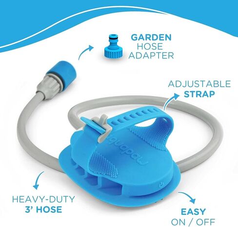 Aquapaw Dog Washer & Shower Attachment | Fast & Easy Indoor & Outdoor Pet Bathing, Massaging & Grooming | Includes 8-Foot Dog Shower Hose | Sprayer & Scrubber in 1 | As Seen on Shark Tank - Blue in Kuwait