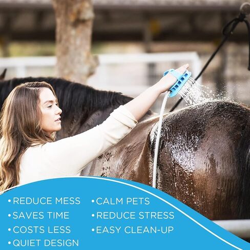 Aquapaw Dog Washer & Shower Attachment | Fast & Easy Indoor & Outdoor Pet Bathing, Massaging & Grooming | Includes 8-Foot Dog Shower Hose | Sprayer & Scrubber in 1 | As Seen on Shark Tank - Blue in Kuwait