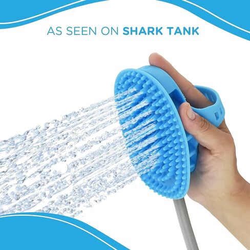 Aquapaw Dog Washer & Shower Attachment | Fast & Easy Indoor & Outdoor Pet Bathing, Massaging & Grooming | Includes 8-Foot Dog Shower Hose | Sprayer & Scrubber in 1 | As Seen on Shark Tank - Blue in Kuwait