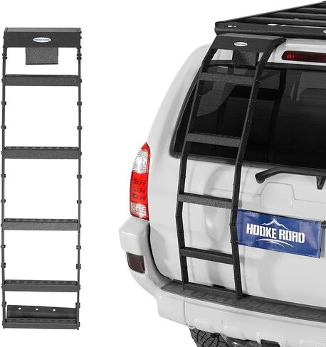Hooke Road 4Runner Rear Hatch Ladder for 2003-2009 Toyota 4Runner Without Spoiler, Sturdy Tailgate Roof Rack Access Ladder with 5 Non-Slip Step Pedal Load 260-lb in Saudi Arabia