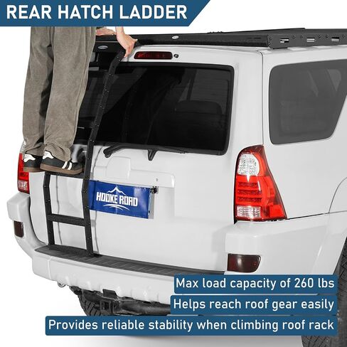 Hooke Road 4Runner Rear Hatch Ladder for 2003-2009 Toyota 4Runner Without Spoiler, Sturdy Tailgate Roof Rack Access Ladder with 5 Non-Slip Step Pedal Load 260-lb in Saudi Arabia