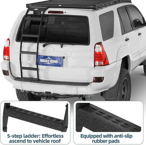 Hooke Road 4Runner Rear Hatch Ladder for 2003-2009 Toyota 4Runner Without Spoiler, Sturdy Tailgate Roof Rack Access Ladder with 5 Non-Slip Step Pedal Load 260-lb in Saudi Arabia