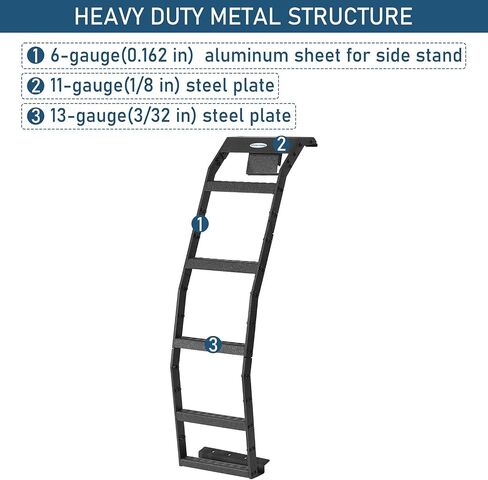 Hooke Road 4Runner Rear Hatch Ladder for 2003-2009 Toyota 4Runner Without Spoiler, Sturdy Tailgate Roof Rack Access Ladder with 5 Non-Slip Step Pedal Load 260-lb in Saudi Arabia