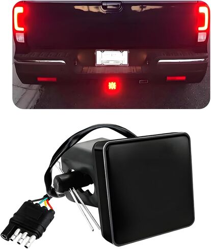 15 LED Brake Light Trailer Hitch Cover, Super Bright Brake Driving Lamp for 2" Towing Hitch Receiver, Universal Brake Tail Light for Towing Truck SUV, Car Accessories (Black) in Saudi Arabia