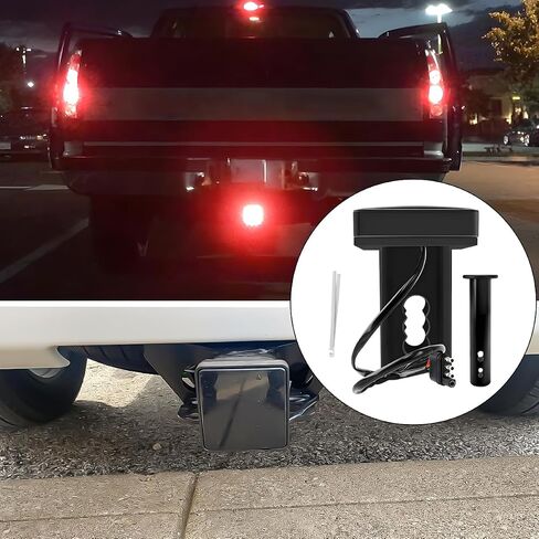 15 LED Brake Light Trailer Hitch Cover, Super Bright Brake Driving Lamp for 2" Towing Hitch Receiver, Universal Brake Tail Light for Towing Truck SUV, Car Accessories (Black) in Saudi Arabia