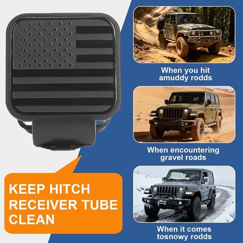 ​ALWIWNK® 2-Pack Trailer Hitch Cover, American Flag Silicone Plug for 2-inch Hitch Cover, Flexible & Dense Rubber, Weatherproof & Anti-Rattle for Truck SUV ATV UTV in Saudi Arabia