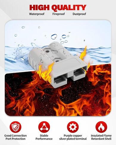 50A-600V Battery Quick Connect/Disconnect with 7/8/10/12 AWG, 6PCS Jumper Cable Plug Connector, Compatible with Anderson Connector for Rescue Winch, Motor Recovery in Saudi Arabia