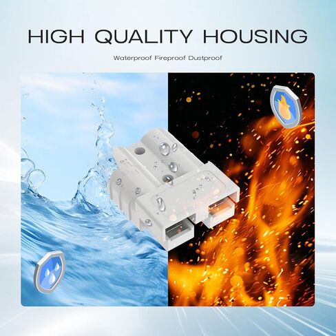 موصل أندرسون 50 أمبير - 600 فولت مع مقياس 6-12، رمادي 10 قطع توصيل سريع للبطارية/فصل البطارية طقم توصيل سلكي سريع للونش والمقطورة وأنظمة القطر in Kuwait