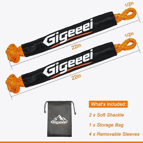 Soft Shackles Tow Recovery - 1/2 Inch X 22 Inch (56,000lbs) Soft Shackle Recovery Kit for Off-Road Winch and Vehicle Towing (Orange) in Kuwait