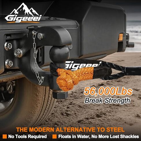 Soft Shackles Tow Recovery - 1/2 Inch X 22 Inch (56,000lbs) Soft Shackle Recovery Kit for Off-Road Winch and Vehicle Towing (Orange) in Kuwait