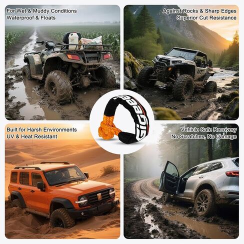 Soft Shackles Tow Recovery - 1/2 Inch X 22 Inch (56,000lbs) Soft Shackle Recovery Kit for Off-Road Winch and Vehicle Towing (Orange) in Kuwait