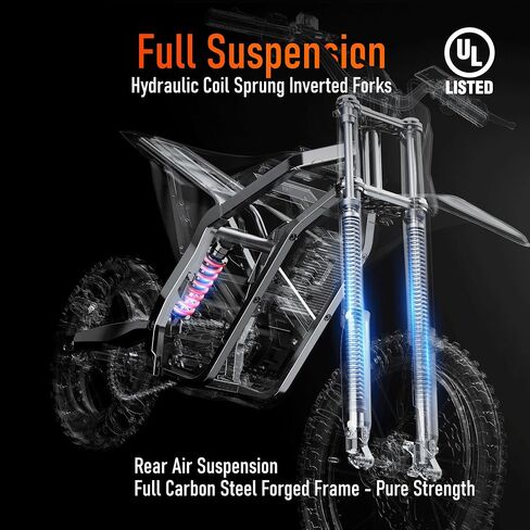 Electric Dirt Bike for Adults Teens, 3000W Brushless 220Nm Motor - 45° Slope, 38 MPH, 48V/23.5Ah Removable Battery, Dual Hydraulic Brakes & Full Suspension Electric Motorcycle for 13+, Orange in Saudi Arabia