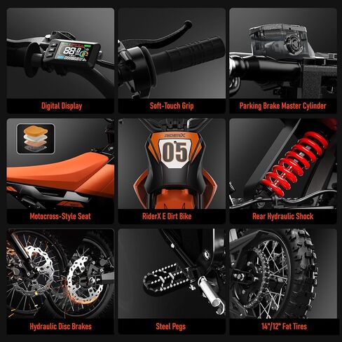 Electric Dirt Bike for Adults Teens, 3000W Brushless 220Nm Motor - 45° Slope, 38 MPH, 48V/23.5Ah Removable Battery, Dual Hydraulic Brakes & Full Suspension Electric Motorcycle for 13+, Orange in Saudi Arabia