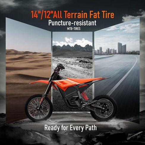 Electric Dirt Bike for Adults Teens, 3000W Brushless 220Nm Motor - 45° Slope, 38 MPH, 48V/23.5Ah Removable Battery, Dual Hydraulic Brakes & Full Suspension Electric Motorcycle for 13+, Orange in Saudi Arabia