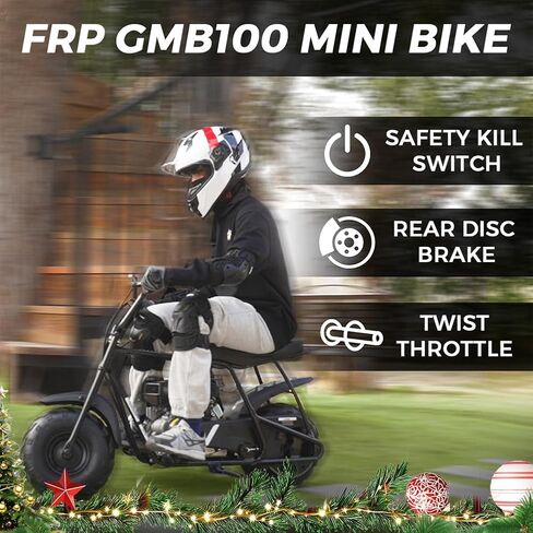 FRP Mini Dirt Bike GMB100 Basic، دراجة صغيرة جديدة تعمل بالغاز 99CC 4-Stroke 3HP، للطرق الوعرة للأطفال / البالغين، مسار يصل إلى 28 ميلاً في الساعة، دعم الوزن حتى 220 رطلاً، أسود in Kuwait