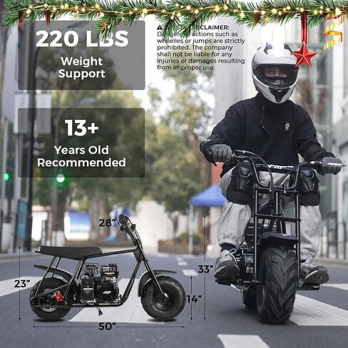 FRP Mini Dirt Bike GMB100 Basic، دراجة صغيرة جديدة تعمل بالغاز 99CC 4-Stroke 3HP، للطرق الوعرة للأطفال / البالغين، مسار يصل إلى 28 ميلاً في الساعة، دعم الوزن حتى 220 رطلاً، أسود in Kuwait