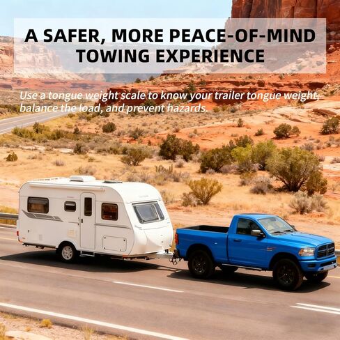 مقياس وزن لسان المقطورة بسعة 2000 رطل - مقياس تحميل وصلة RV مع حقيبة تخزين مقاومة للماء - مجموعة ملحقات أدوات السلامة المحمولة للشاحنات ومقطورات السفر والمعسكرات والبضائع والقوارب in Kuwait