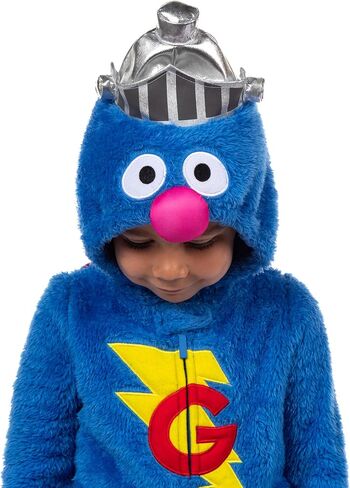 Sesame Street Union Suit Toddler Kids Hooded One Piece Fleece Pajama for Boys and Girls (Cookie Monster ، 3T) in Saudi Arabia