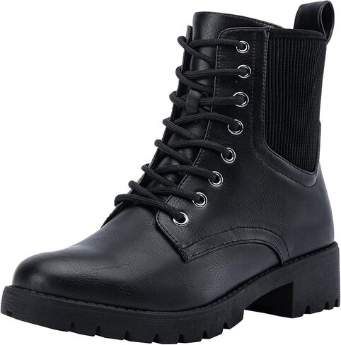 Vepose Women's 916 Ankle Boots, Combat Lace up Short Booties with Inside Zipper in Saudi Arabia
