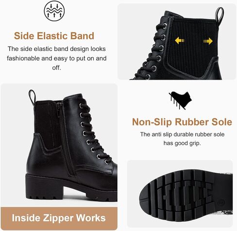 Vepose Women's 916 Ankle Boots, Combat Lace up Short Booties with Inside Zipper in Saudi Arabia