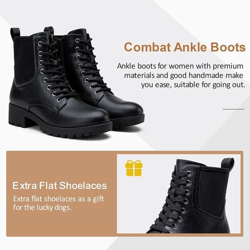 Vepose Women's 916 Ankle Boots, Combat Lace up Short Booties with Inside Zipper in Saudi Arabia