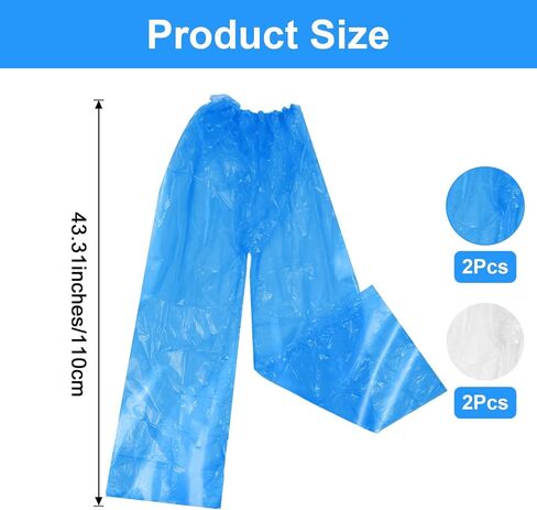 4PCS Disposable Rain Pants Long Waterproof Pant Boot Covers with Shoe Boot Clear Plastic Rain Pants Emergency Rainpants Suit Thickened Foot Wrapped Rainpants for Outdoor Cycling Fishing in Saudi Arabia