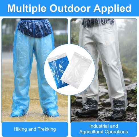 4PCS Disposable Rain Pants Long Waterproof Pant Boot Covers with Shoe Boot Clear Plastic Rain Pants Emergency Rainpants Suit Thickened Foot Wrapped Rainpants for Outdoor Cycling Fishing in Saudi Arabia