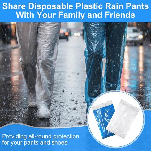 4PCS Disposable Rain Pants Long Waterproof Pant Boot Covers with Shoe Boot Clear Plastic Rain Pants Emergency Rainpants Suit Thickened Foot Wrapped Rainpants for Outdoor Cycling Fishing in Saudi Arabia