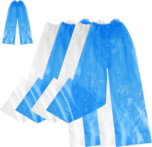 4PCS Disposable Rain Pants Long Waterproof Pant Boot Covers with Shoe Boot Clear Plastic Rain Pants Emergency Rainpants Suit Thickened Foot Wrapped Rainpants for Outdoor Cycling Fishing in Saudi Arabia