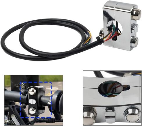 Bacar CNC Motorcycle Control Switches Handlebar Momentary Switch 3 Push Buttons for 1" 25mm Handle Bars for Racer Bobber Chopper Cafe Universal for Honda for Yamaha for Suzuki in Saudi Arabia