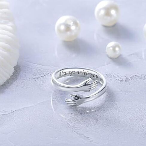 To My Granddaughter Hug Ring For Hope Rings, Inspirational Stainless Steel Engarved With Always With You Message Adjustable Ring for Women Non Tarnish Jewelry Gift for Her Birthday Christmas in Saudi Arabia