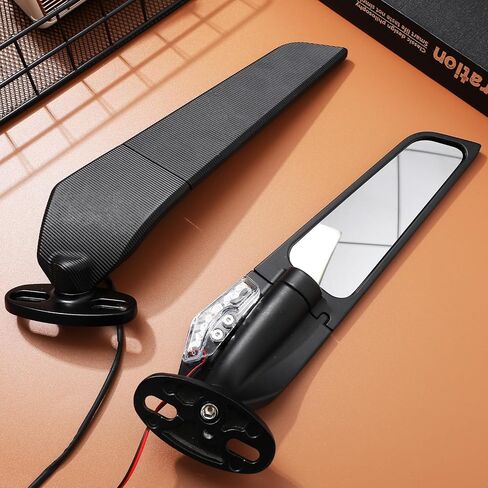 Luxshiny Large Surface Motorcycle Mirrors with Turn Signals for Handlebars Wide Compatibility Sturdy Metal Construction Easy Installation Rearview Wing Fin Side Mirrors for Motorbikes in Saudi Arabia