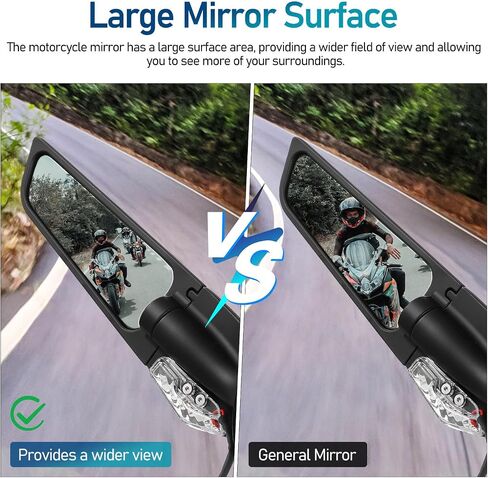 Luxshiny Large Surface Motorcycle Mirrors with Turn Signals for Handlebars Wide Compatibility Sturdy Metal Construction Easy Installation Rearview Wing Fin Side Mirrors for Motorbikes in Saudi Arabia