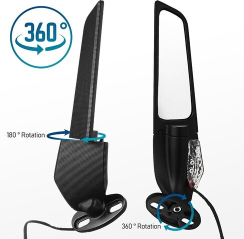 Luxshiny Large Surface Motorcycle Mirrors with Turn Signals for Handlebars Wide Compatibility Sturdy Metal Construction Easy Installation Rearview Wing Fin Side Mirrors for Motorbikes in Saudi Arabia