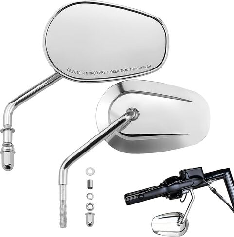 8mm Motorcycle Rearview Mirrors for Harley Davidson Dyna/Softail/Sportster 883&1200/Road Glide/Street Glide/Electra Glide Ultra/Ultra Limited/Tri Glide/CVO/VRSC 1984-2025 (Chrome) in Saudi Arabia