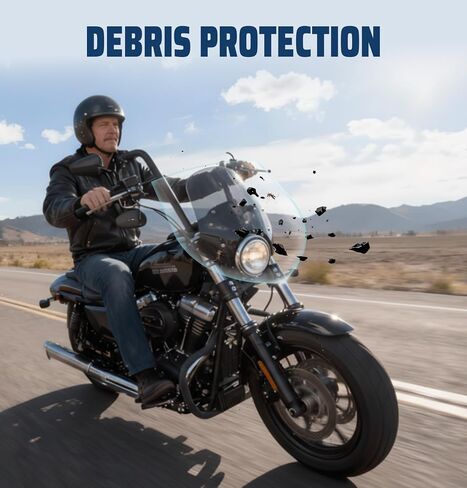 عاكس الزجاج الأمامي للدراجة النارية مع دعامة زجاجية مزدوجة الفقاعات تناسب Dyna Iron 883 Softail Sportster 883 Street Bob Wind Shield Screen Universal، أسود in Saudi Arabia