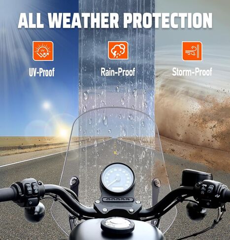 عاكس الزجاج الأمامي للدراجة النارية مع دعامة زجاجية مزدوجة الفقاعات تناسب Dyna Iron 883 Softail Sportster 883 Street Bob Wind Shield Screen Universal، أسود in Saudi Arabia