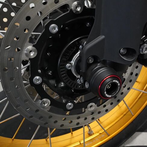 متوافق مع GSXS1000 GSX-S1000 GSXS 1000F 2015-2023 2024 2025 دراجة نارية أمامية وخلفية شوكة المحور المتزلجون واقيات التصادم (أحمر، المحور الأمامي) in Kuwait