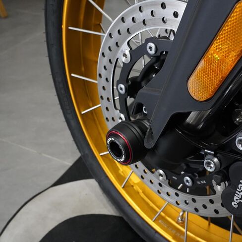 متوافق مع GSXS1000 GSX-S1000 GSXS 1000F 2015-2023 2024 2025 دراجة نارية أمامية وخلفية شوكة المحور المتزلجون واقيات التصادم (أحمر، المحور الأمامي) in Kuwait