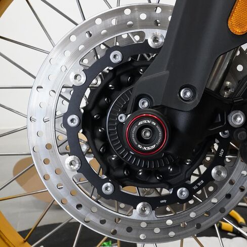 متوافق مع GSXS1000 GSX-S1000 GSXS 1000F 2015-2023 2024 2025 دراجة نارية أمامية وخلفية شوكة المحور المتزلجون واقيات التصادم (أحمر، المحور الأمامي) in Kuwait